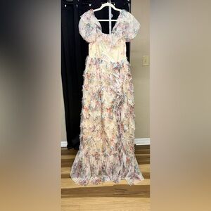 Floral Maxi Dress with Puff Sleeves PTP  19 size medium